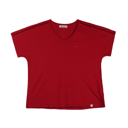 RRJ Basic Tees for Ladies Boxy Fitting Shirt CVC Jersey Fabric 144223 (Red)