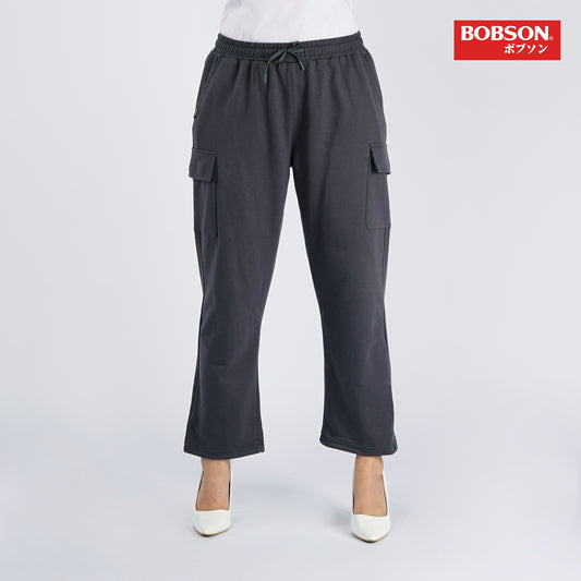 Bobson Japanese Ladies Basic Non-Denim Drawstring Pants 154461-U (Dark Gray)