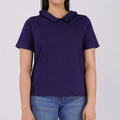 Petrol Basic Collared Shirt for Ladies Boxy Fitting 141777 (Navy)