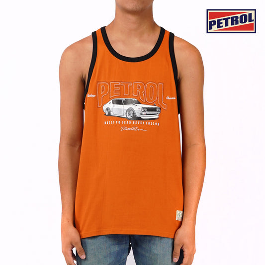 Petrol Men's Basic Tank Top Slim Fitting Cotton Jersey Fabric Tank Top 42148 (Pot Orange)