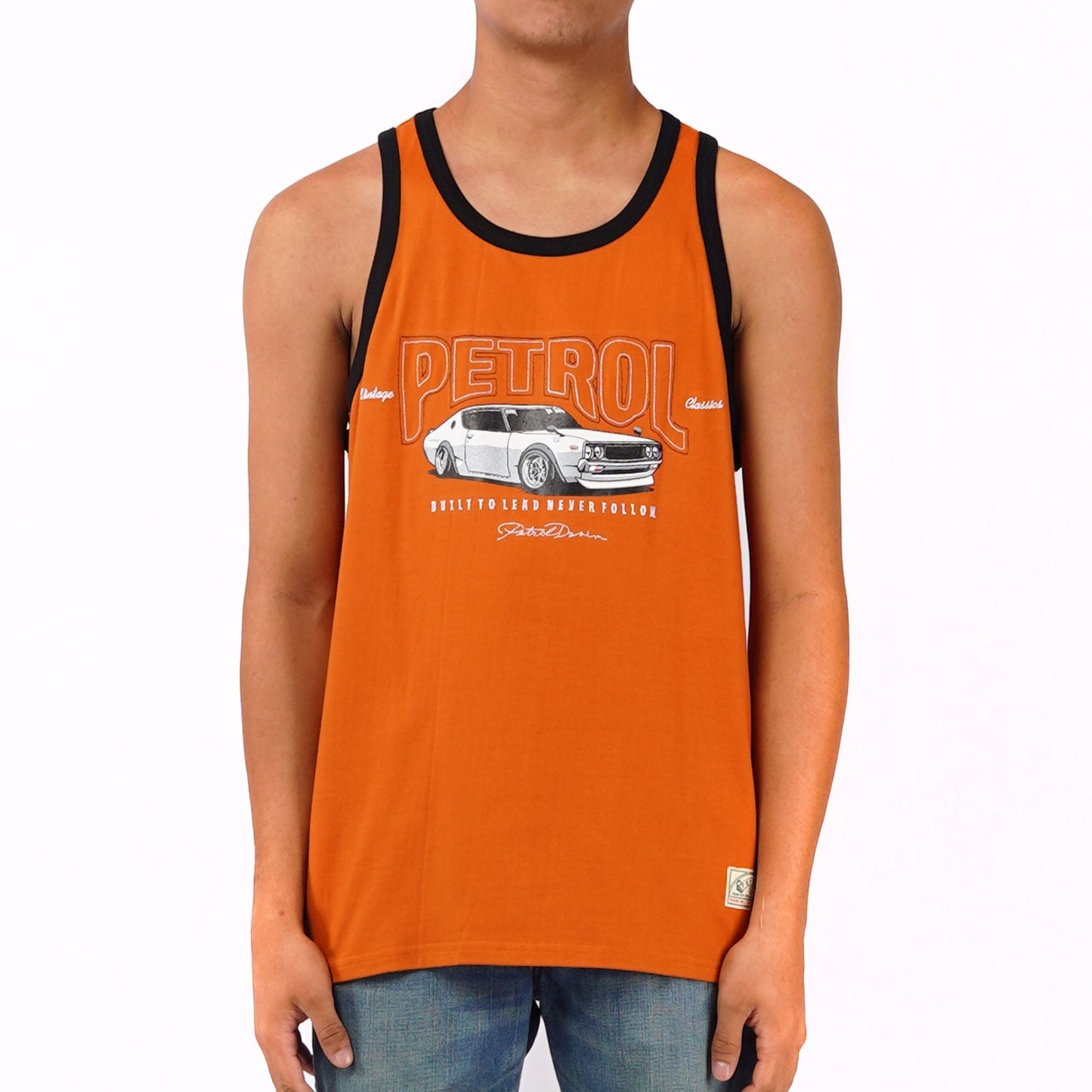 Petrol Men's Basic Tank Top Slim Fitting Cotton Jersey Fabric Tank Top 42148 (Pot Orange)