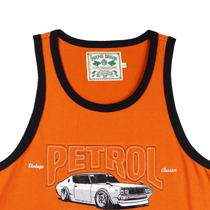 Petrol Men's Basic Tank Top Slim Fitting Cotton Jersey Fabric Tank Top 42148 (Pot Orange)