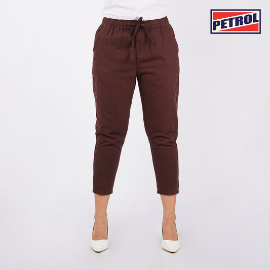 Petrol Ladies Basic Non-Denim Trouser Pants for Ladies Drawstring Regular Fitting 155033-U (Choco Brown)