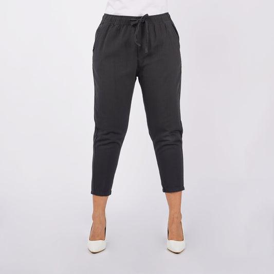 Petrol Ladies Basic Non-Denim Trouser Pants for Ladies Drawstring Regular Fitting 155033-U (Dark Gray)