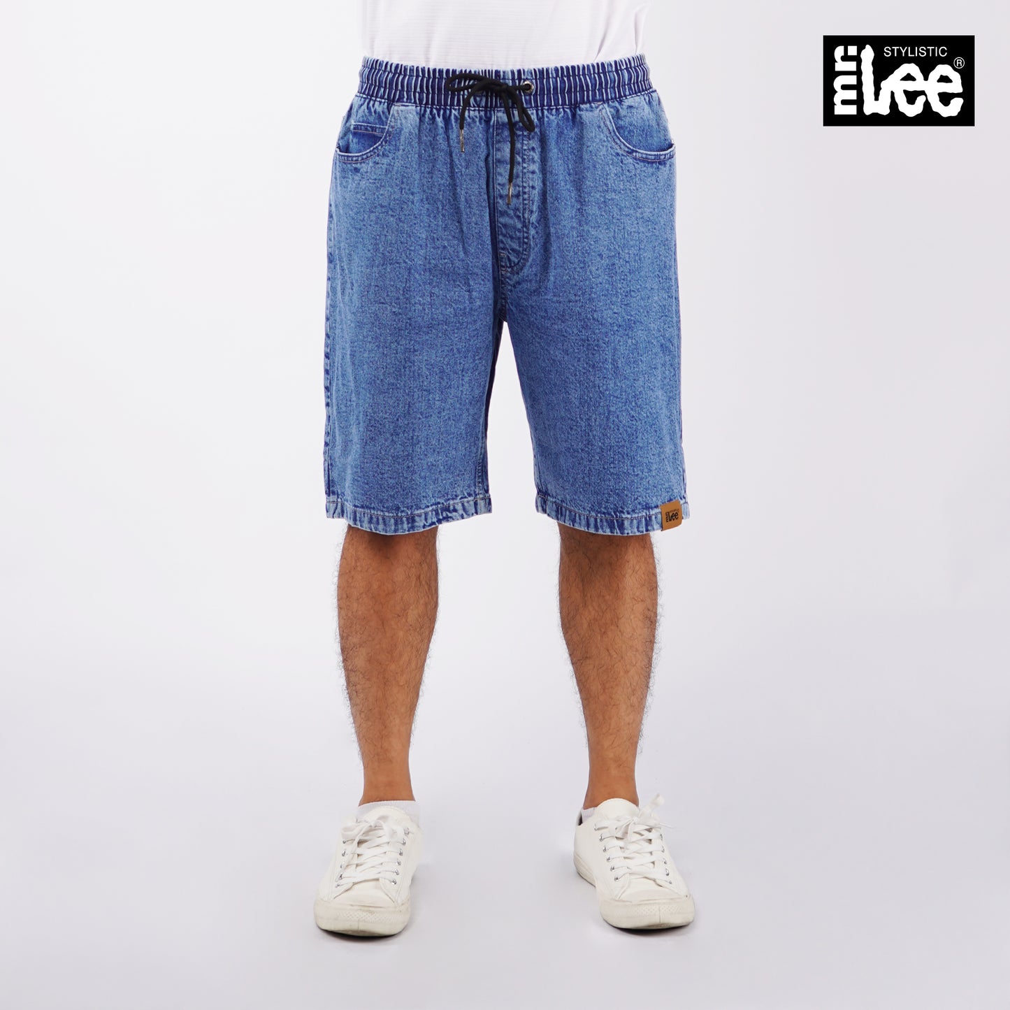 Stylistic Mr. Lee Men's Basic Denim Jogger Short Mid Waist 152136-U (Light Shade)