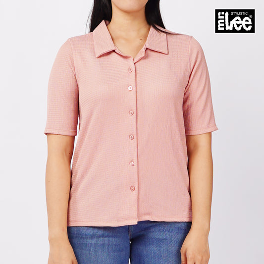 Stylistic Mr. Lee Ladies Basic Button Down Shirt Regular Fit 137079-U (Pink)