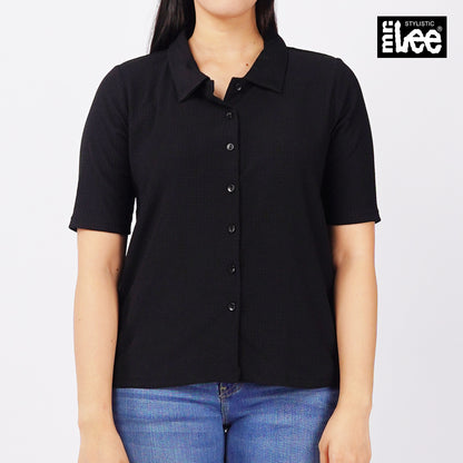 Stylistic Mr. Lee Ladies Basic Button Down Shirt Regular Fit 137079-U (Black)