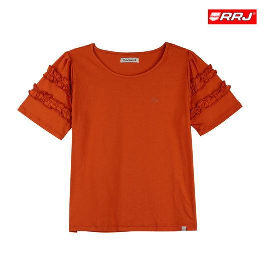 RRJ Basic Tees for Ladies Relaxed Fitting Shirt CVC Jersey Fabric 152955 (Orange)
