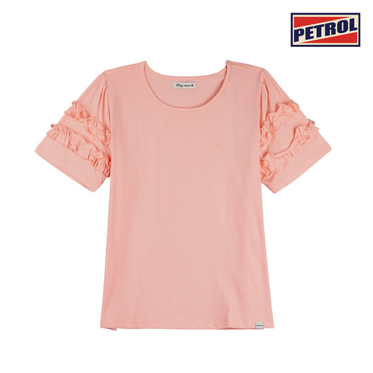 RRJ Basic Tees for Ladies Relaxed Fitting Shirt CVC Jersey Fabric 152955 (Peach)