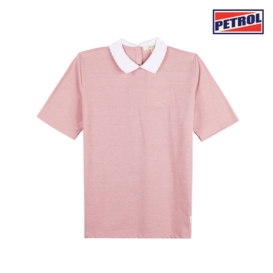 Petrol Basic Collared for Ladies Regular Fitting Shirt Trendy fashion Casual Top Dusty Pink Polo shirt for Ladies 129232 (Dusty Pink)