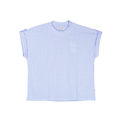 RRJ Basic Woven Ladies Boxy Fitting Shirt Trendy fashion Casual Top Blue Woven for Ladies 144501 (Blue)