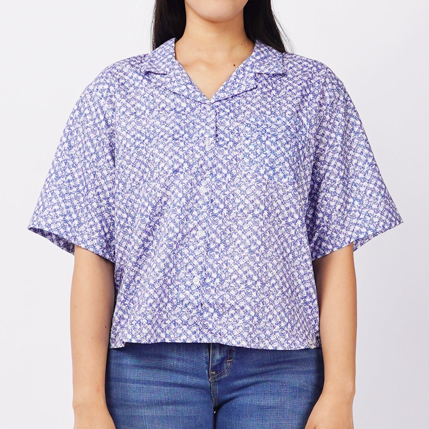 RRJ Basic Woven Ladies Boxy Fitting Shirt 145051 (Blue)