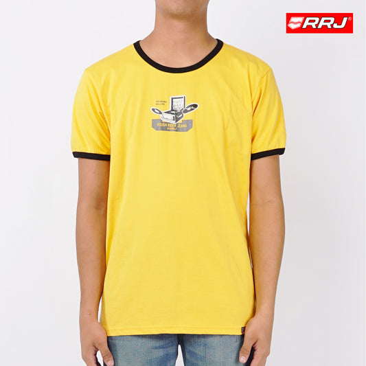 RRJ Basic Tees for Men Semi Body Fitting Shirt CVC Jersey Fabric 143806-U (Yellow)