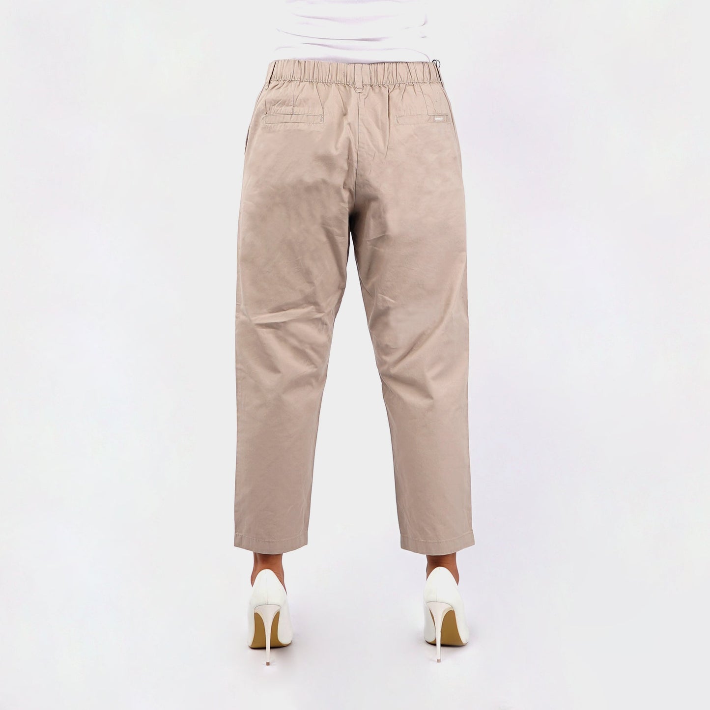 RRJ Ladies Basic Non-Denim Trouser Pants for Ladies Drawstring Regular Fitting 145926-U (Khaki)