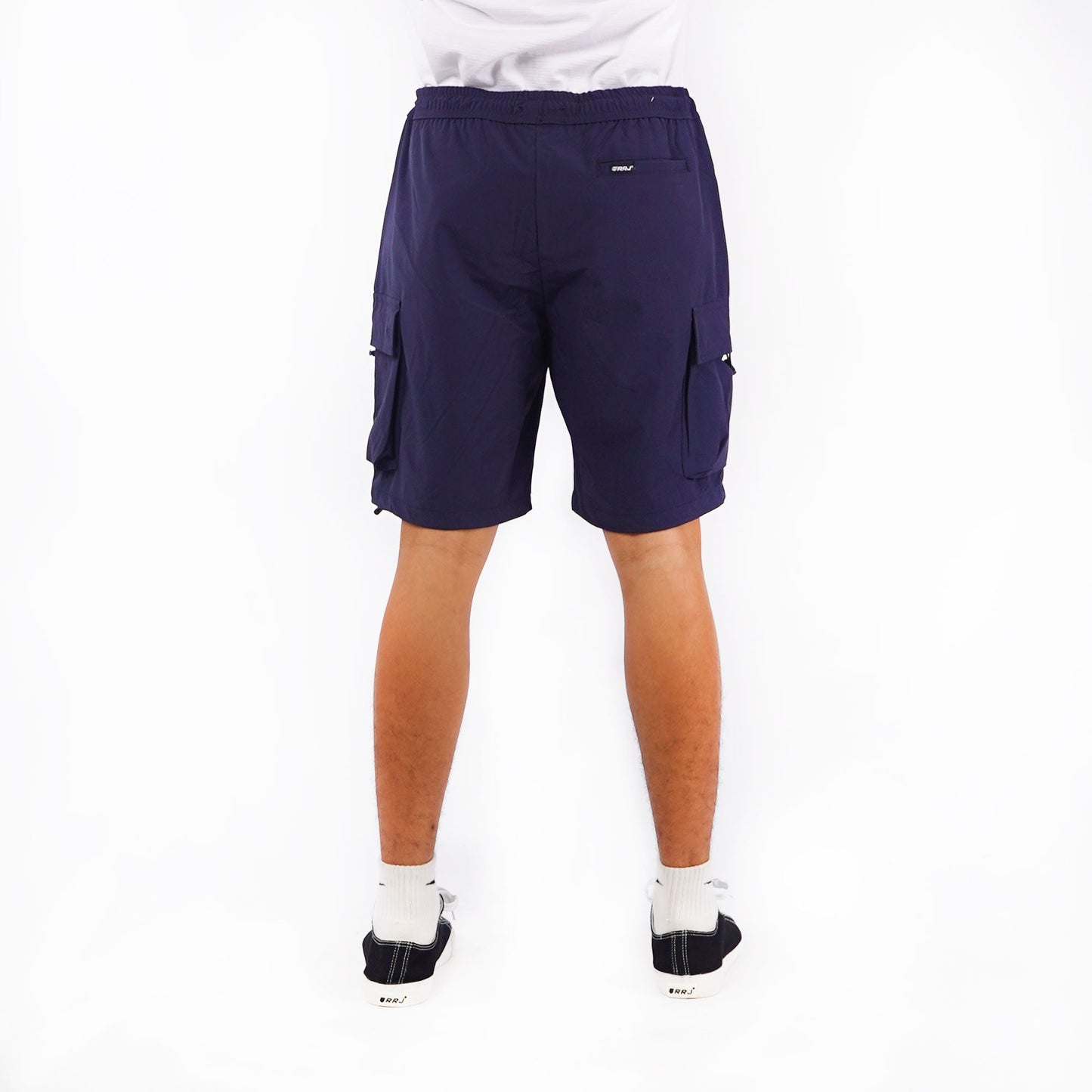 RRJ Basic Non-Denim Cargo Short for Men Regular Fitting Rinse Wash Fabric 155180 (Navy Blue)