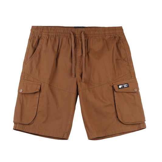 RRJ Basic Non-Denim Cargo Short for Men Regular Fitting Rinse Wash Fabric 155141-U (Brown)