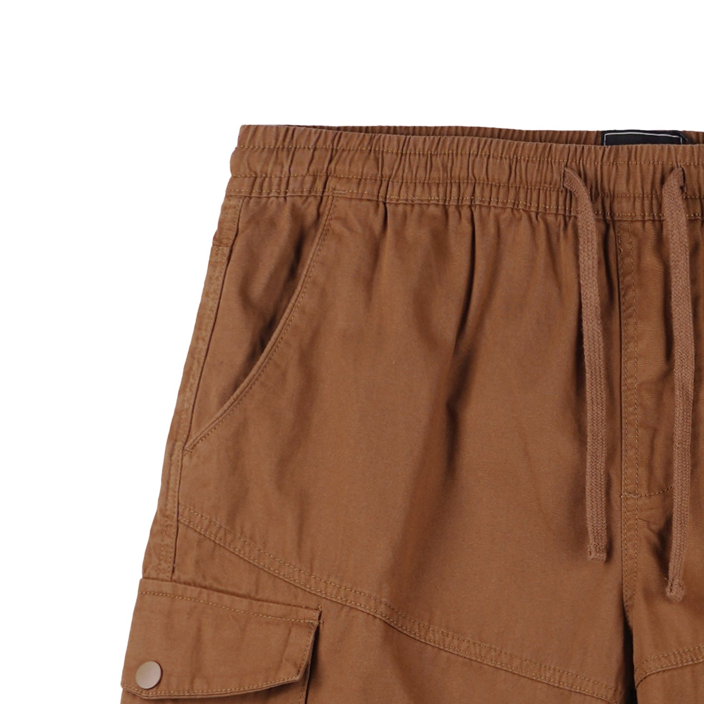 RRJ Basic Non-Denim Cargo Short for Men Regular Fitting Rinse Wash Fabric 155141-U (Brown)