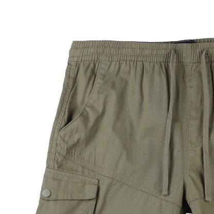 RRJ Basic Non-Denim Cargo Short for Men Regular Fitting Rinse Wash Fabric 155141-U (Green)