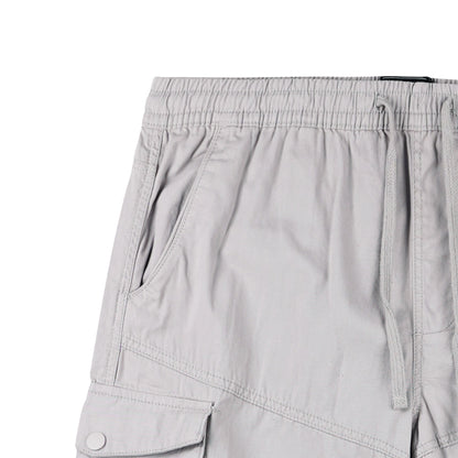 RRJ Basic Non-Denim Cargo Short for Men Regular Fitting Rinse Wash Fabric 155141-U (Light Gray)