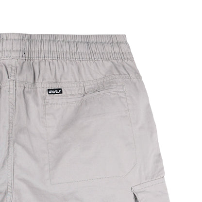 RRJ Basic Non-Denim Cargo Short for Men Regular Fitting Rinse Wash Fabric 155141-U (Light Gray)