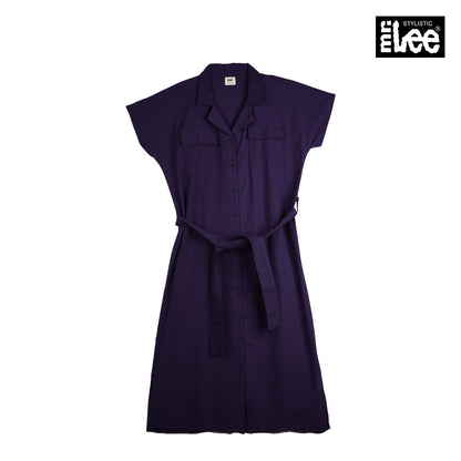 Stylistic Mr. Lee Ladies Basic Button Down Dress Regular Fit 115623 (Blue)