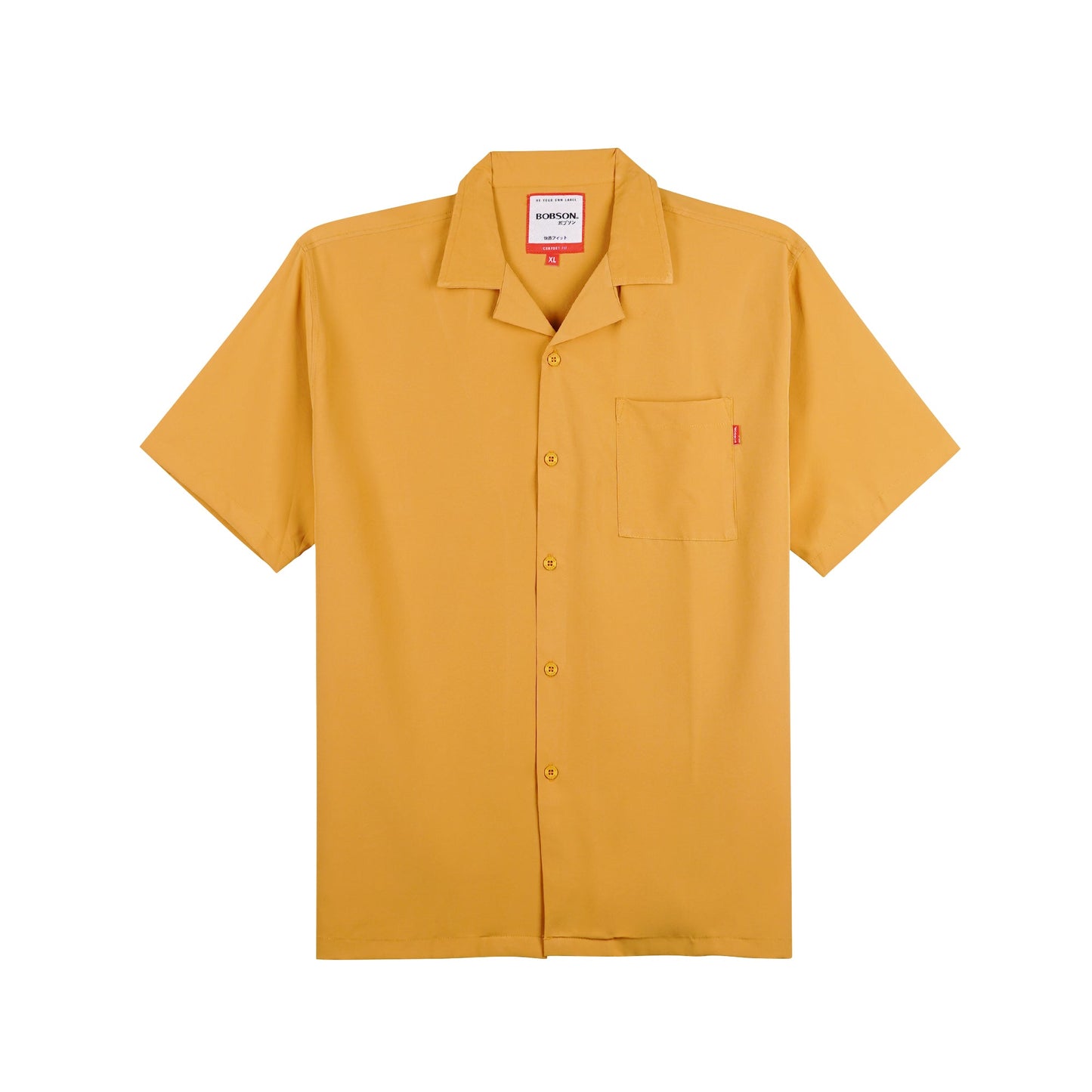 Bobson Japanese Men's Basic Button Down Woven Shirt Comfort Fit 151971-U (Yellow Gold)