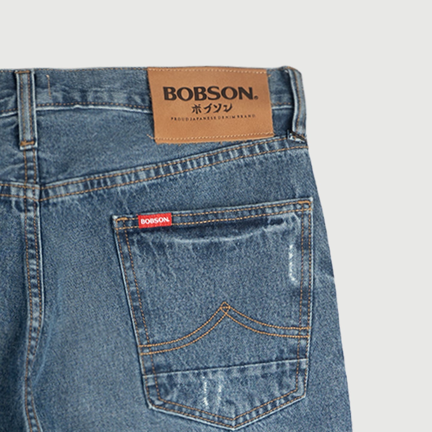 Bobson Japanese Men's Basic Denim Skinny Mid Waist 152080 (Medium Shade)