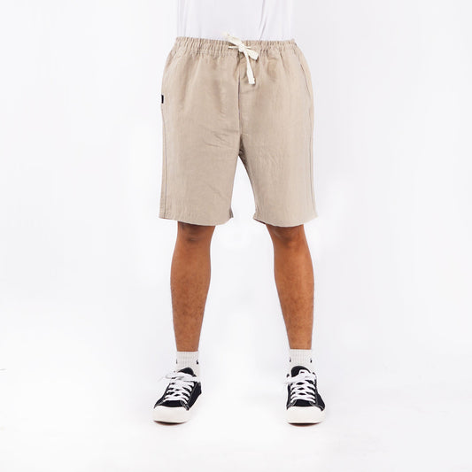 Bobson Japanese Men's Basic Non-Denim Jogger Short Mid Waist 155512 (Beige)