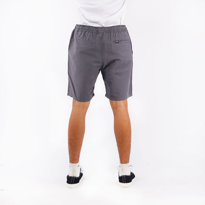 Bobson Japanese Men's Basic Non-Denim Jogger Short Mid Waist 155512 (Dark Gray)