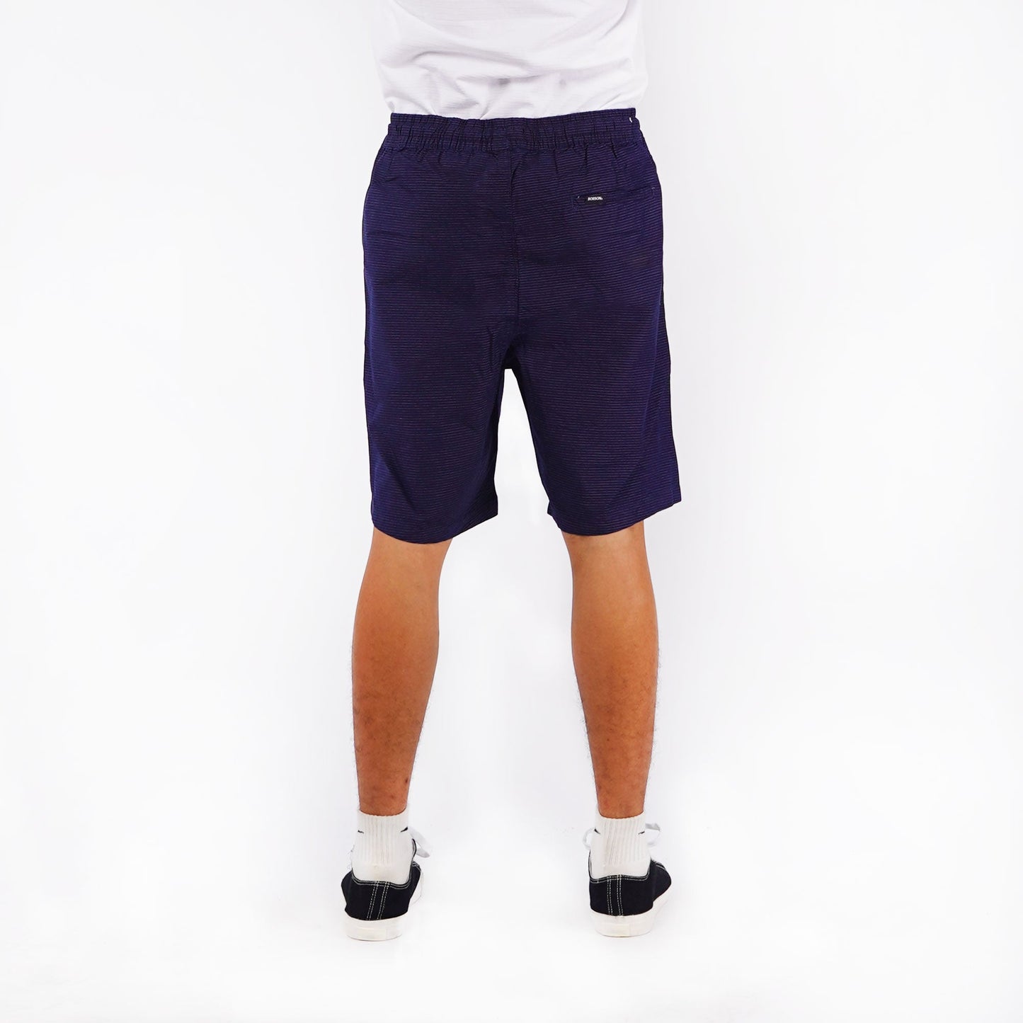 Bobson Japanese Men's Basic Non-Denim Jogger Short Mid Waist 155512 (Navy)