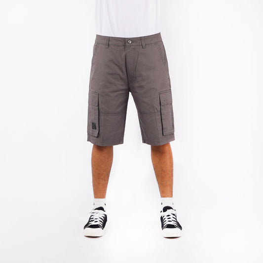 Bobson Japanese Men's Basic Non-Denim Cargo Short Mid Waist 123066 (Gray)