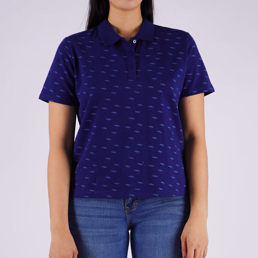 Bobson Japanese Ladies Basic Collared Shirt Boxy Fit 133565 (Navy)