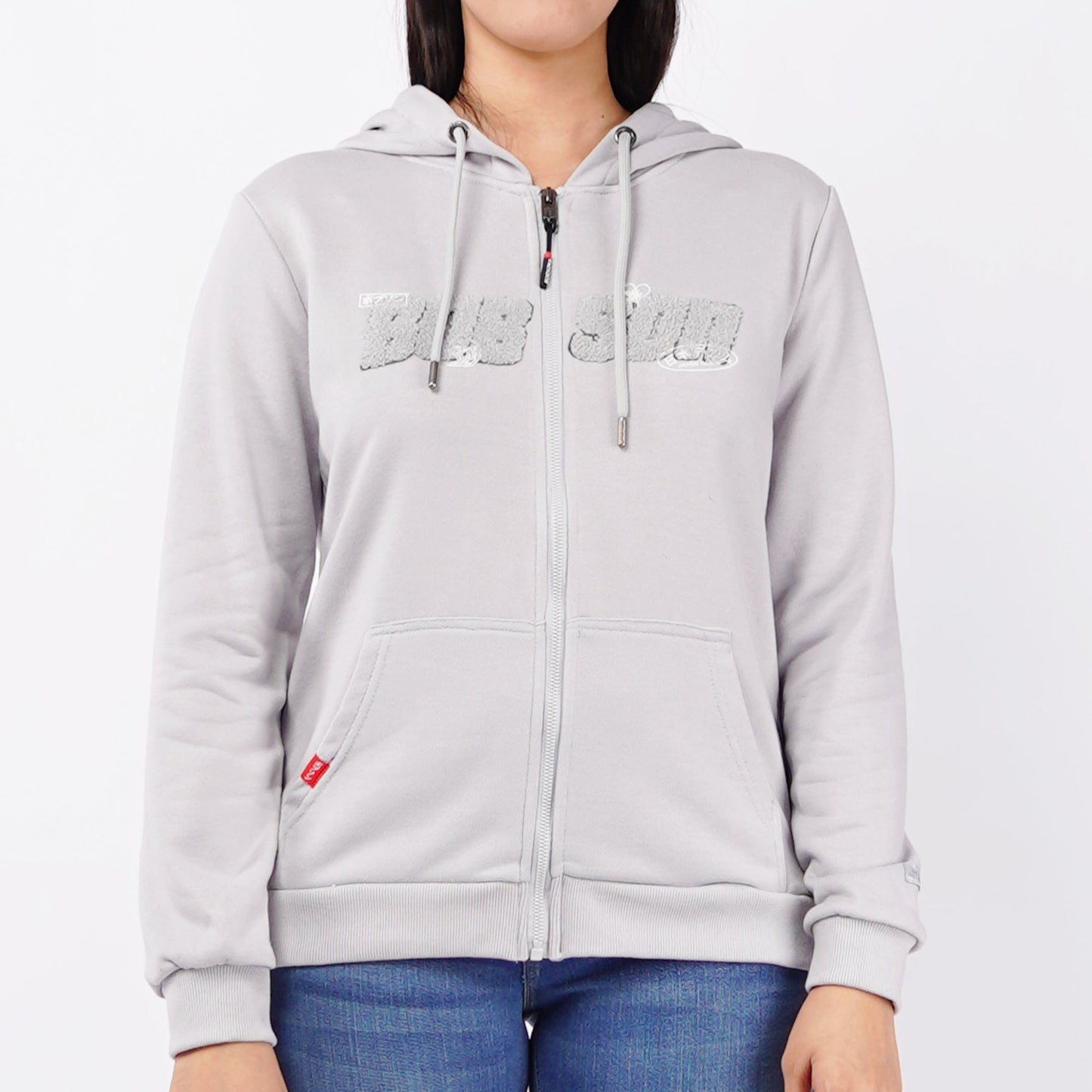 Bobson Japanese Ladies Basic Hoodie Jacket Regular Fit 121472 (Light Gray)