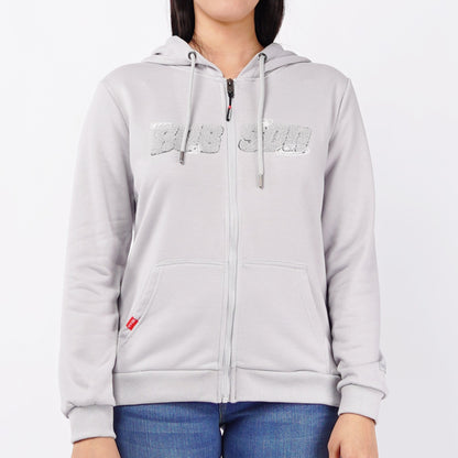 Bobson Japanese Ladies Basic Hoodie Jacket Regular Fit 121472 (Light Gray)