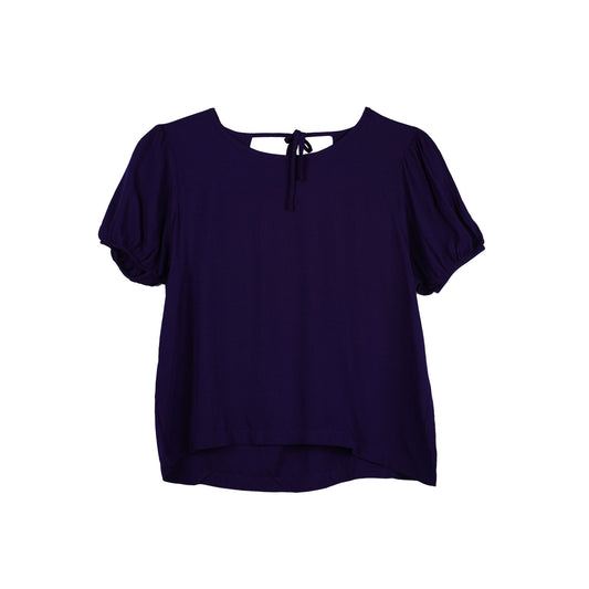 Bobson Japanese Ladies Basic Woven Shirt Boxy Fit 129045 (Navy)