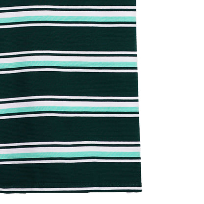 Bobson Japanese Ladies Basic Striped Collared Shirt Missed Lycra Fabric Regular Fit 137291 (Teal Green)