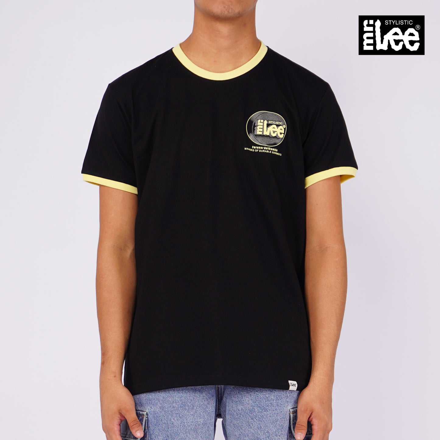 Stylistic Mr. Lee Men's Basic Tees Semi body Fit 127077-U (Black)