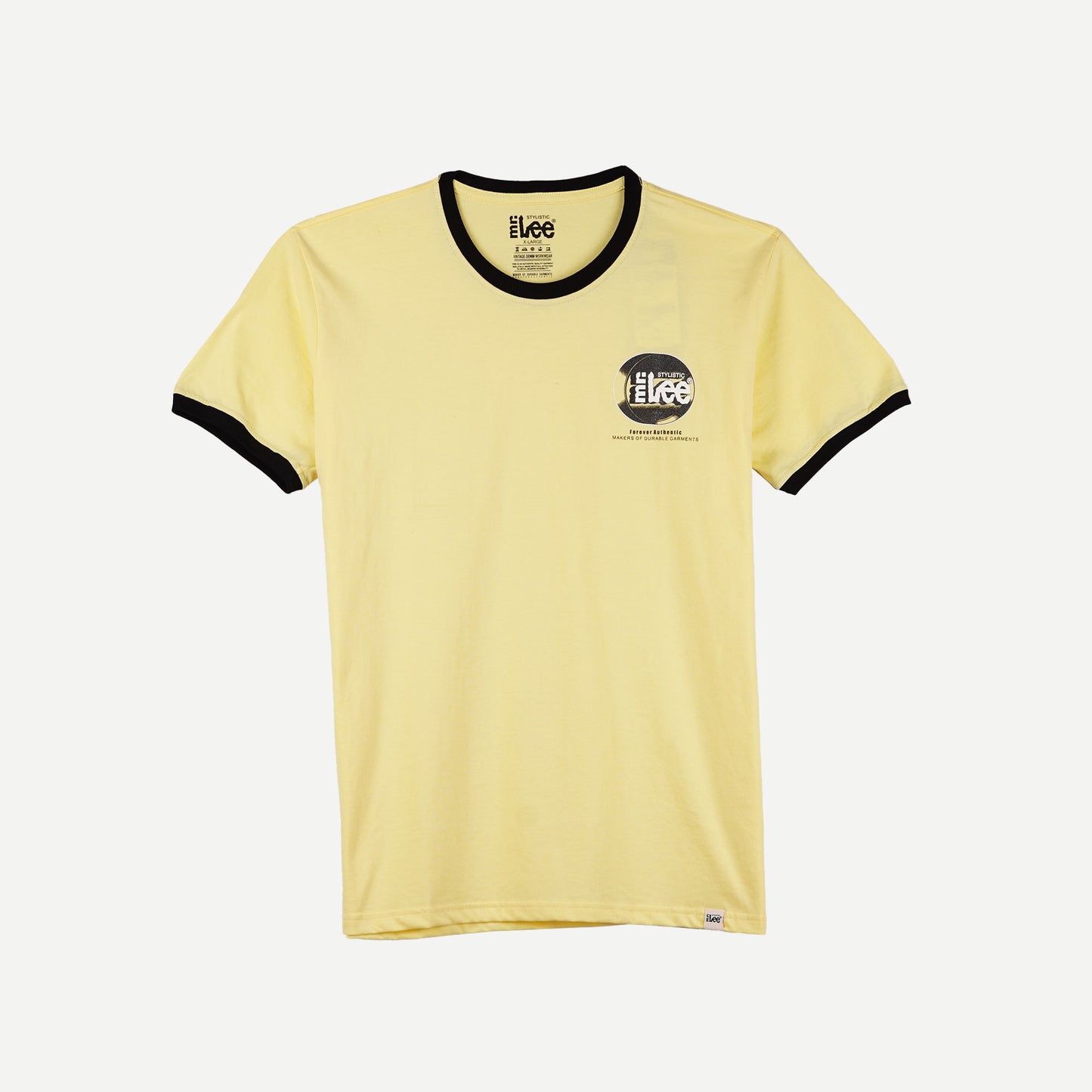 Stylistic Mr. Lee Men's Basic Tees Semi body Fit 127077-U (Light Yellow)