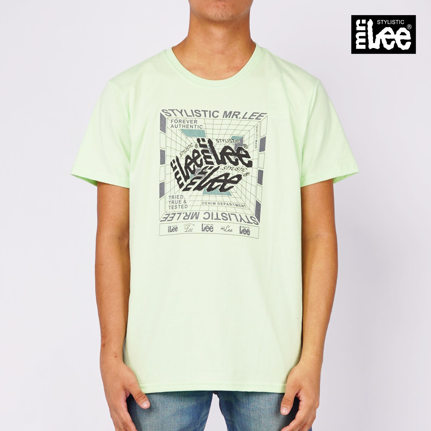 Stylistic Mr. Lee Men's Basic Tees Semi body Fit 149097-U (Moon Green)