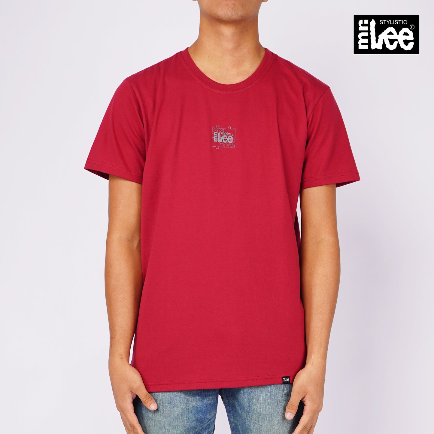 Stylistic Mr. Lee Men's Basic Tees with Back Print Semi body Fit 142795-U (Red)