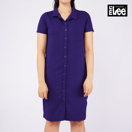 Stylistic Mr. Lee Ladies Basic Dress Button Down Slim Fit 138841 (Navy)