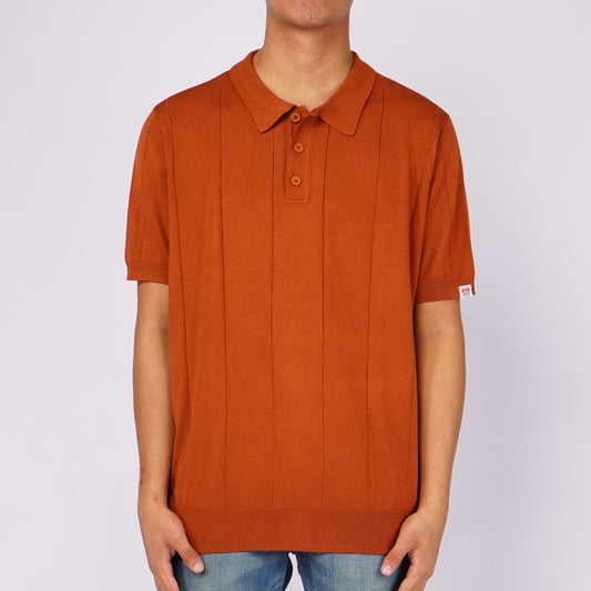 Bobson Japanese Men's Basic Collared Shirt Boxy Fit 155100 (Rust)