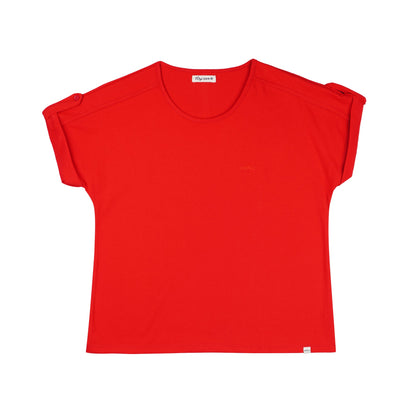 RRJ Ladies Basic Tees Regular Fitting CVC Jersey Fabric 143961-U (Red)