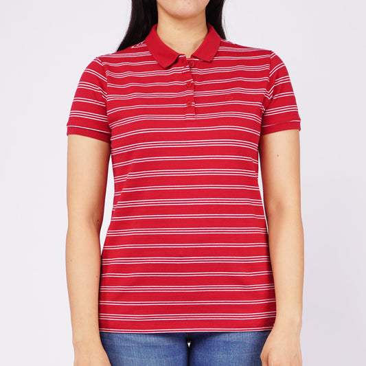 RRJ Ladies Basic Collared Regular Fitting Missed Lycra Fabric 121396 (Red)