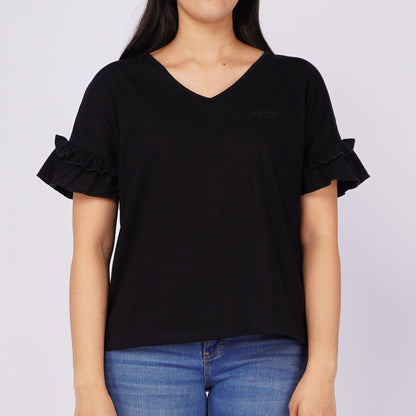 RRJ Ladies Basic Tees Boxy Fitting Special Fabric 146038-U (Black)