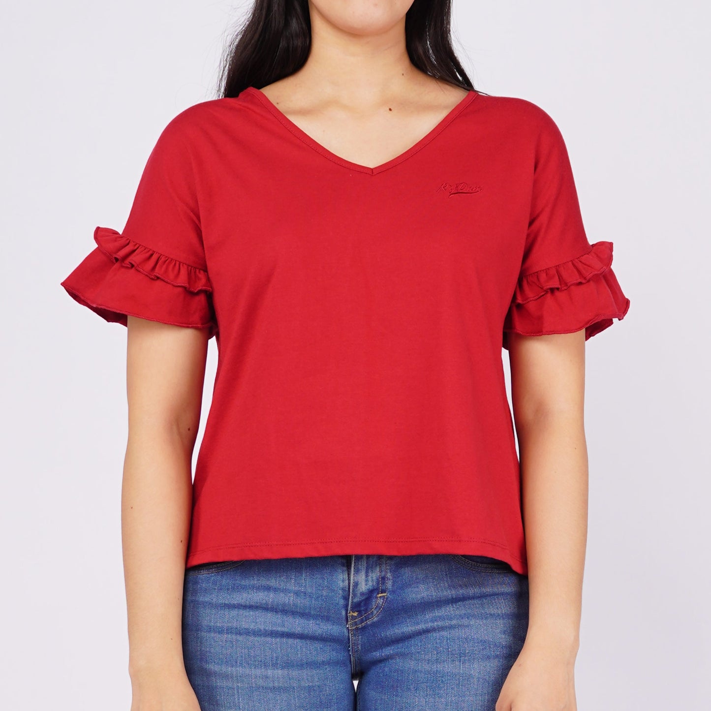 RRJ Ladies Basic Tees Boxy Fitting Special Fabric 146038-U (Red)