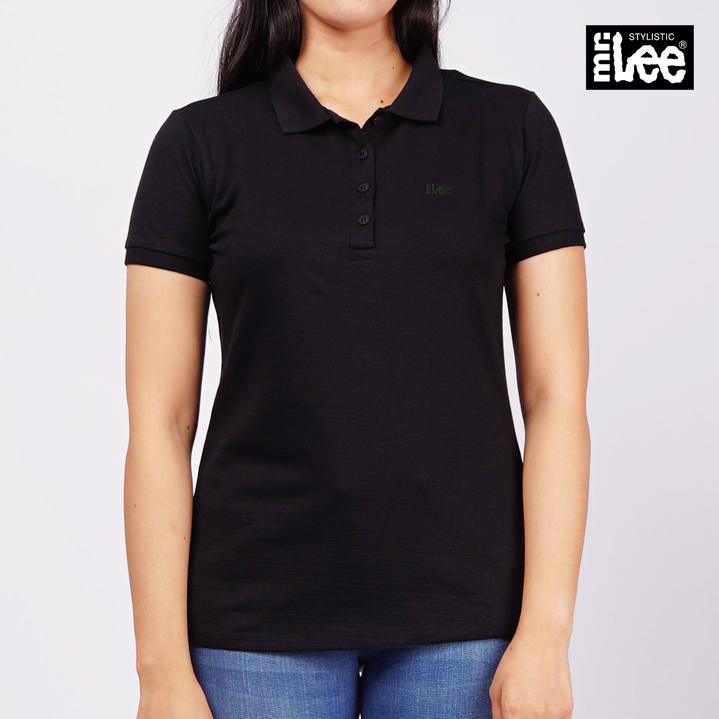 Stylistic Mr. Lee Ladies Basic Collared Shirt Missed Lycra Fabric Regular Fit 113505 (Black)