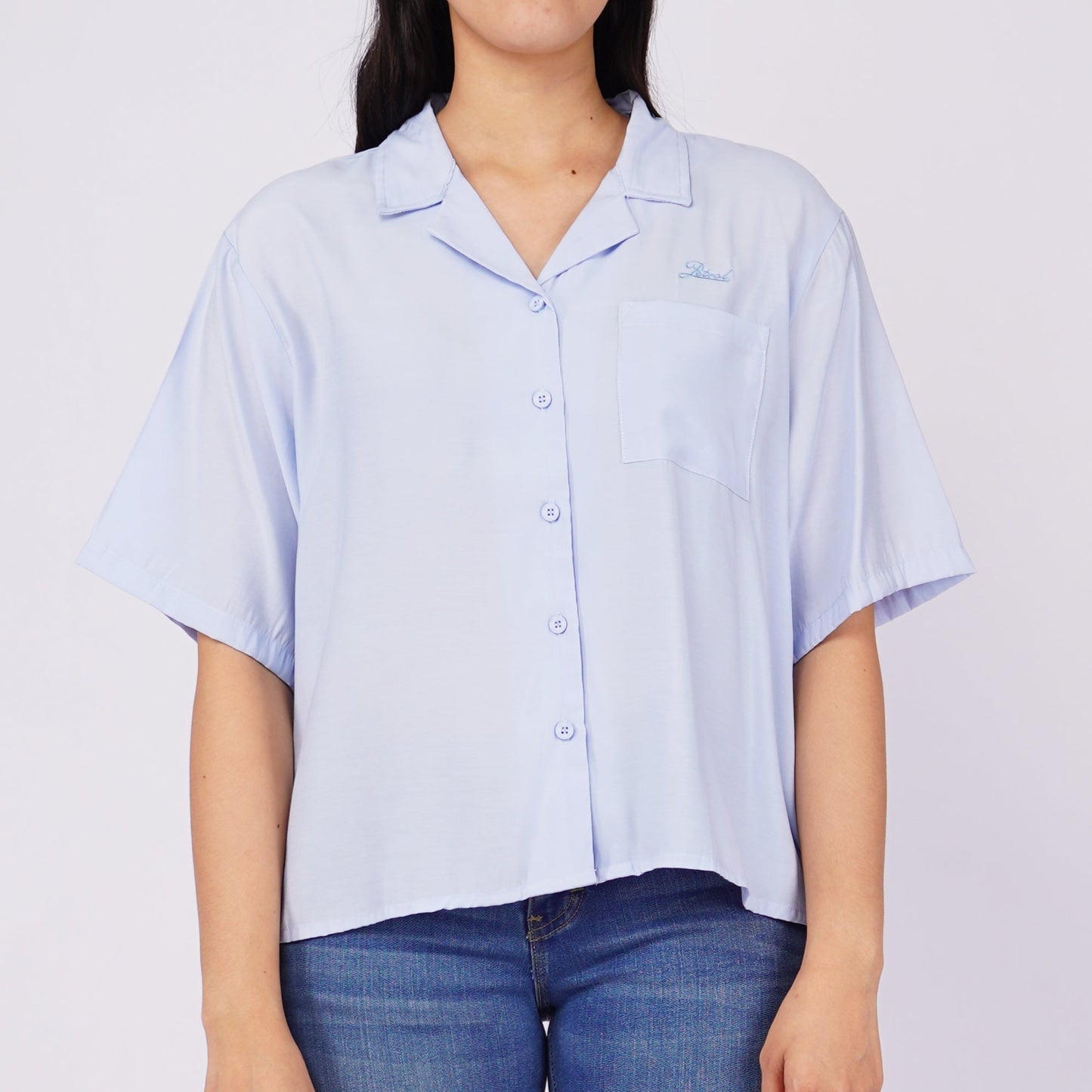 Petrol Ladies Basic Collared Shirt Regular Fitting Woven Fabric 139548 (Powder)