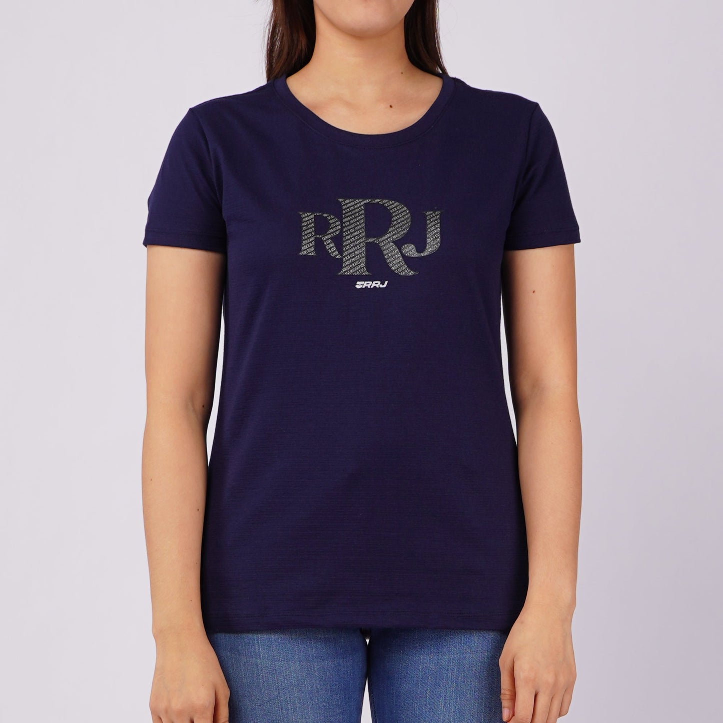 RRJ Ladies Basic Tees Regular Fitting Missed Lycra Fabric 146437 (Navy)