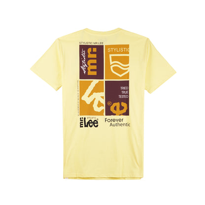 Stylistic Mr. Lee Men's Basic Tees with Back Print Semi body Fit 142699-U (Light Yellow)